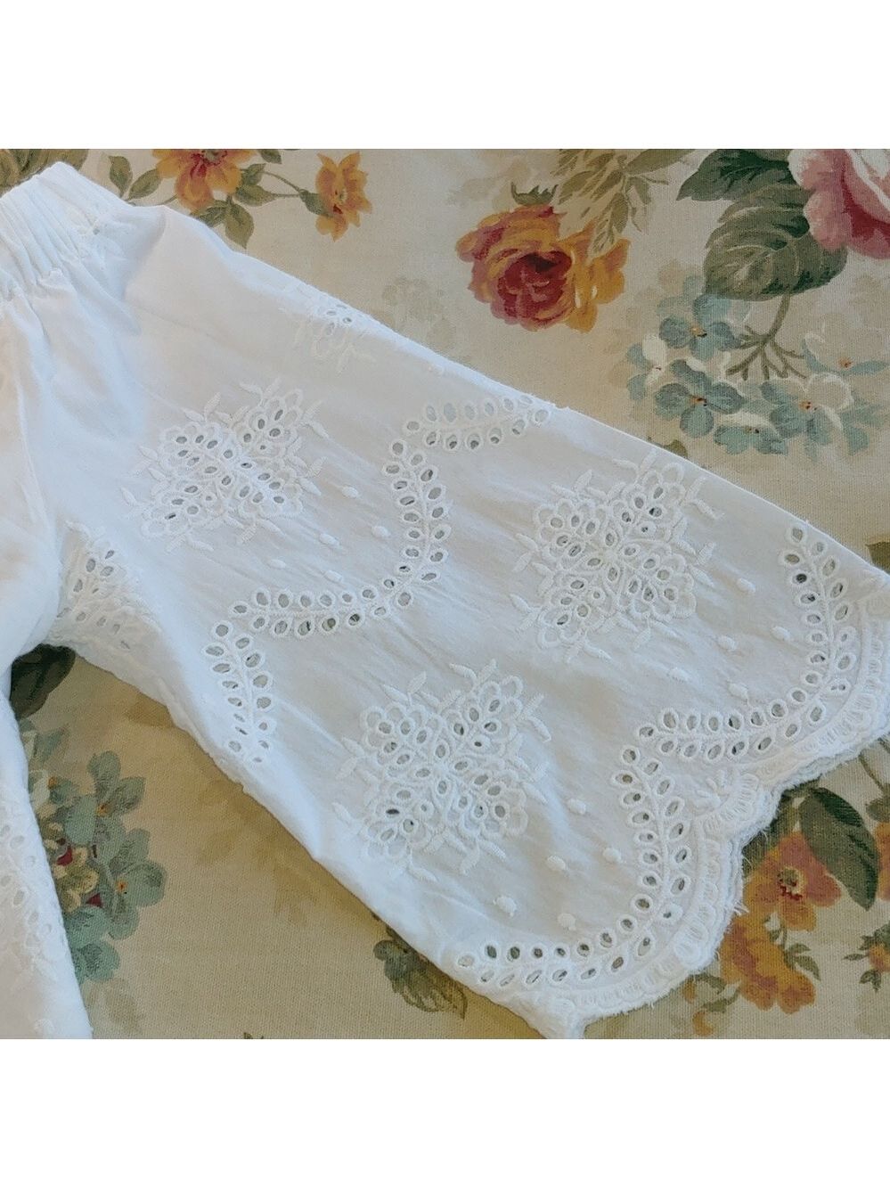 Saks Fifth Avenue White Cotton Eyelet 3/4 Sleeve Off Shoulders Top Women's Med - Picture 13 of 15